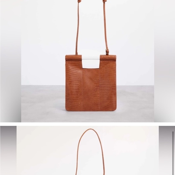 NWT Beis Crossbody Bag in Cognac Faux Croc - Structured Bag for Fall - Picture 1 of 12